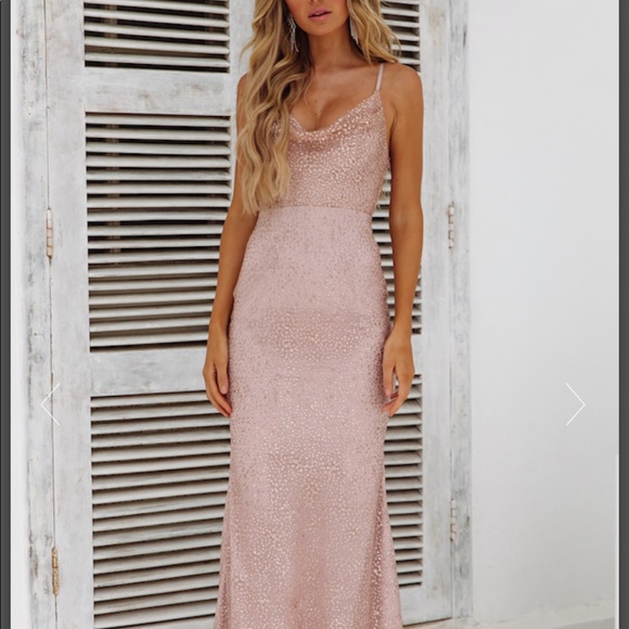 Hello Molly dusty rose sparkle dress - Picture 5 of 5